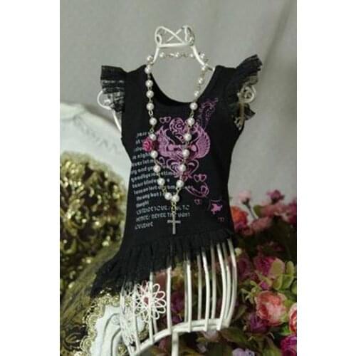 [wamami] 06# Lace Black/White T-Shirt Outfit 1/4 MSD 1/3 SD DZ DZ AOD BJD Dollfie