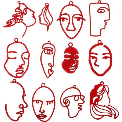 YuenZ 10 pcs High quality Red Spray paint Beauty Face Charm Woman Earring DIY Charms for Jewelry Making