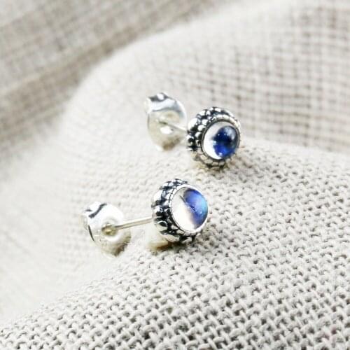 L&P Silver Earring Fashion Natural MoonStone 925 Sterling Silver Stud Earrings for Women Jewelry Wholesale Gift Hot Sale
