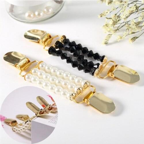 Sweater scarf new Imitation Pearl Collar Clip Holder Dress Fashion Women