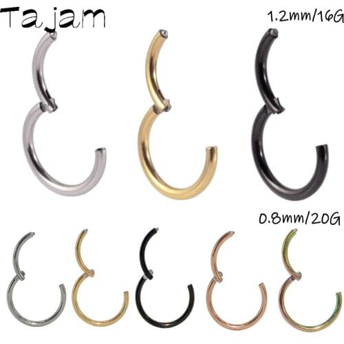 1PC Surgical Steel Nose Hinged Clicker 16G Septum Piercing Clicker 20G Ear Cartilage Pircing Earring Helix Piercing Ring Jewelry