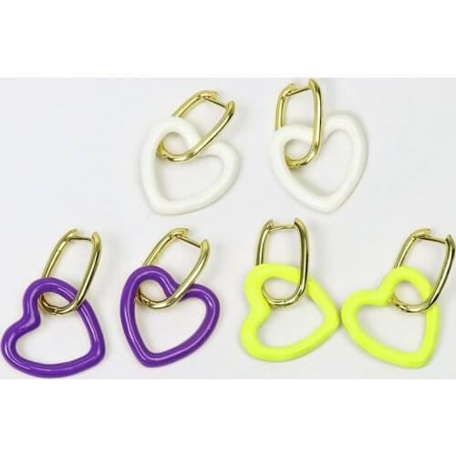 10 Pairs Heart earrings jewelry earrings Enamel hearts earrings Fashion Dangle earrings jewelry hoop earrings for women 51488