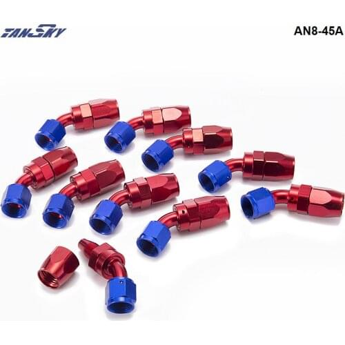 10PCS/LOT 45 Degree AN8 Aluminum Oil cooler Hose Fitting 8AN Fuel Push On Hose End fittings Adaptor AN8-45A