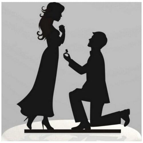 100pcs/lot, Creative Lovers Couples propose Acrylic wedding cake inserted card Wedding Cake Topper Party Cake Decorations