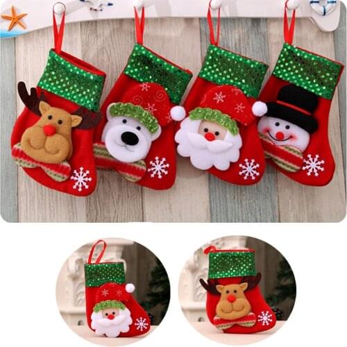 4 Pcs/Lot Sequin Santa Claus Christmas Socks Christmas Candy Gift Bag Christmas Decoration Ornaments