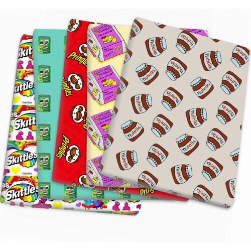 50*145cm Food Drink Cookie Polyester Cotton Fabric Sewing Quilting Fabrics Needlework Material DIY Handmade Cloth,1Yc18937