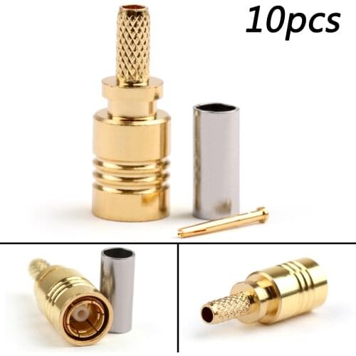 Artudatech 10Pcs SMB Crimp Plug Male (Female Pin) Connector for RG178 RG174 Cable Connector Jack Parts