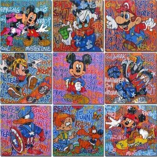 Disney Canvas Painting Mickry Mouse Color Pop Art Posters and Prints On the Wall Art Pictures for Room Wall Home Decor Frameless