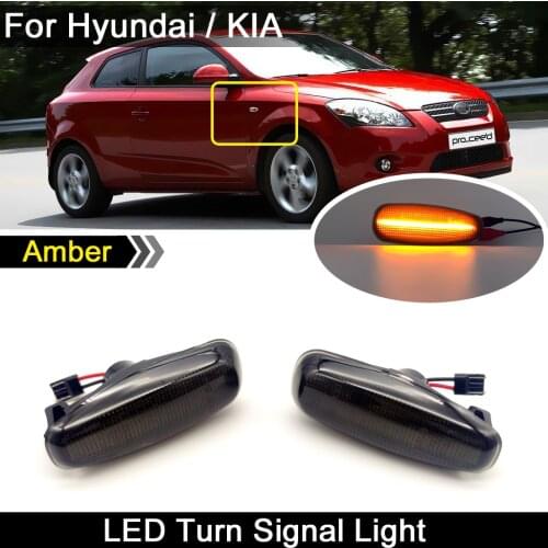 For Hyundai i30 Azera Elantra Avante Kia Pro cee'd Rio III Hatchback Smoked Lens LED Side Marker Light Amber Turn Signal Lamp