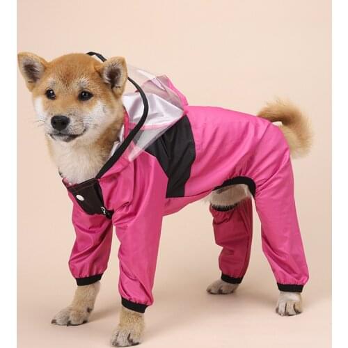 Pet Dog Raincoat Four Seasons Transparent PU Waterproof Clothing Dogs All-inclusive Hooded Raincoat Pet Clothes