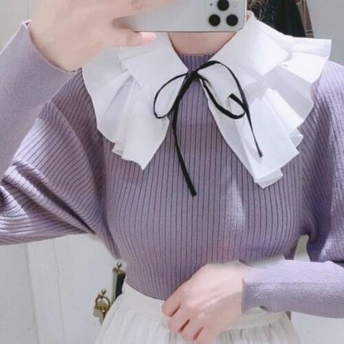 Elegant Fashion Solid Bottoming Knitted Sweater Japanese New Arrivals Women Tops 2021 Autumn Winter Long Sleeve Pullover