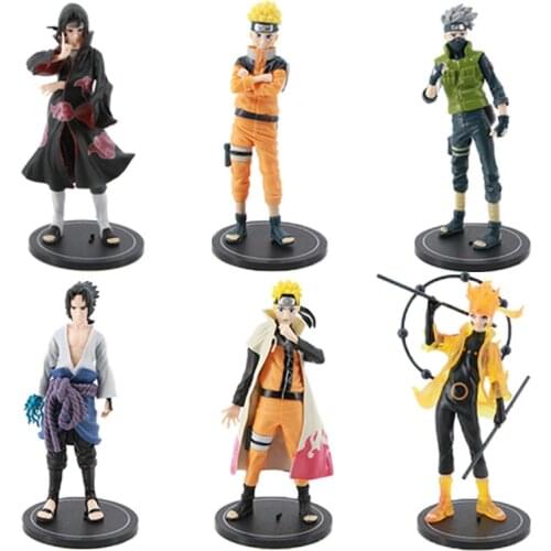 6PCS Anime Naruto Figure 18CM Uzumaki Naruto Sasuke Hatake Kakashi Uchiha Itachi PVC Action Figure Figurine Statue Model Toy