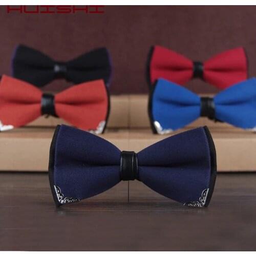 HUISHI Luxury Boutique Fashion Metal Bow Ties For Men Bowtie Women Wedding Party Butterfly Bowties Gravata Slim Blue Burgundy