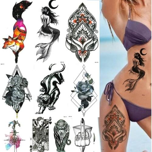Fox Fake Waterproof Tatoo Dragon Tiger Long Lasting Temporary Tattoo Sleeve Men Women Gril Arte Phoenix Tatto Sticker Arm Chest