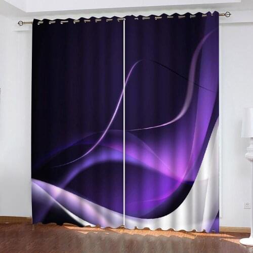 Customized size Luxury Blackout 3D Window Curtains purple solid curtains Thick shading soundproof windproof curtain