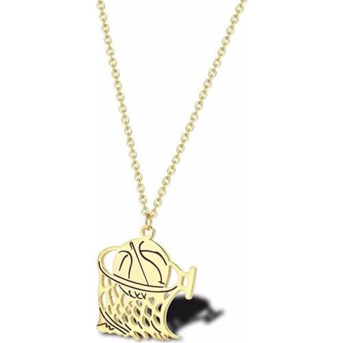 RIR Stainless Steel Golden Basketball Exquisite Necklace Creative Sports Ball Jewellery Necklace Daily Gifts For Friends