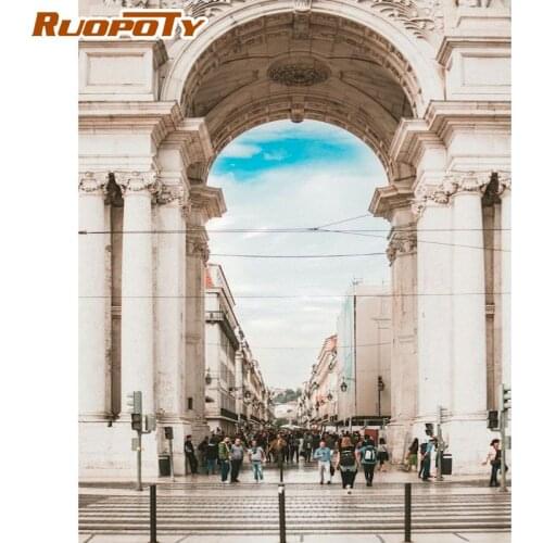 RUOPOTY 60x75cm Paint By Numbers Arch Way Landscape Oil Painting HandPainted Acrylic Paint On Canvas Framed Wall Decor Photo