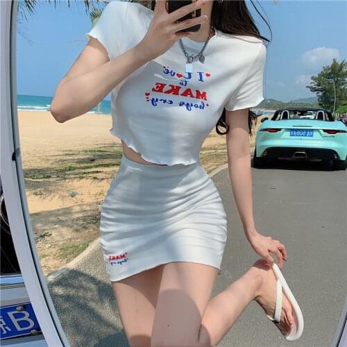 Make firm offers ~ Japanese package hip printed pure sweet cultivate ones morality to sports leisure shirt skirt suit