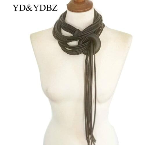 Multifunction Necklace Choker Multilayer Rubber Tassel Vintage Goth Punk Style collares Jewelry for Women Men Sweater Chain Art