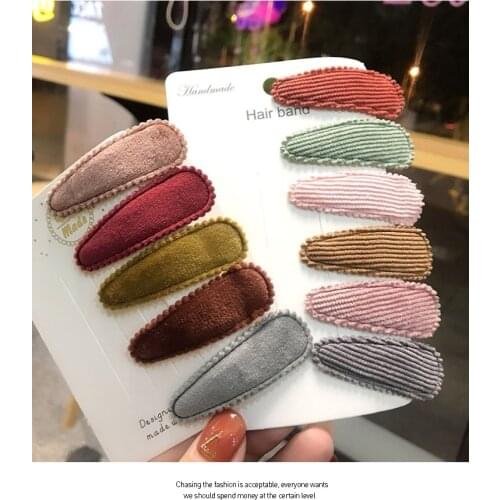 100pc/lot Fashion Cute Velvet Barrettes Solid Hairpins Snap Clips Fashion Princess Headwear Hair Accessories
