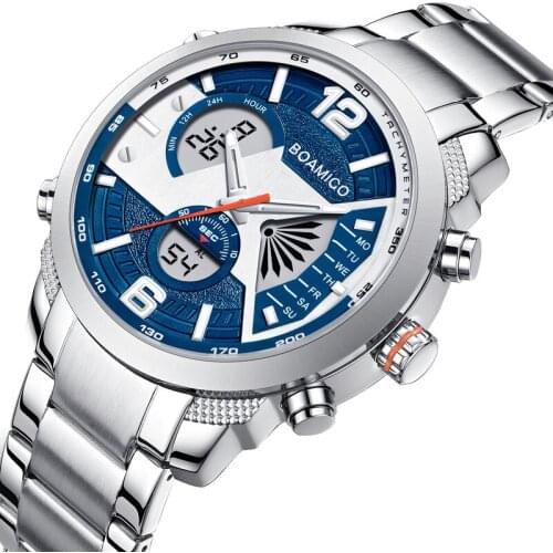 Fashion Mens Watches Stainless Steel Luxury Brand Sports mens Digital Quartz Watch For Men Relogio Masculino Gifts For Men