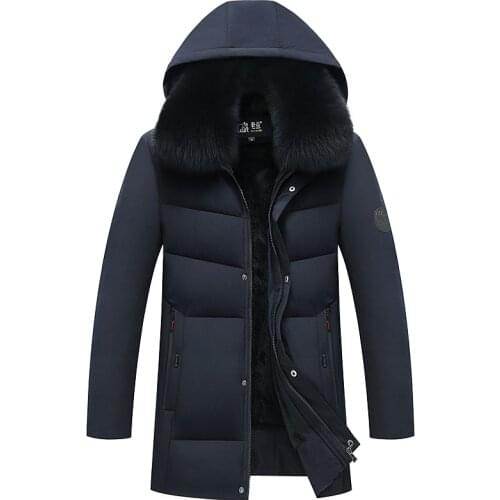 Winter Parka Mens Solid Jacket 2020 New Arrival Thick Warm Coat Long Hooded Jacket Fur Collar Windproof Padded Coat Fashion Men