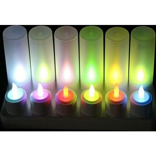 Set of 12 Remote controlled or Not remote Rechargeable Flameless Led TeaLight Candle lamp Multicolor Party Wedding Home decor