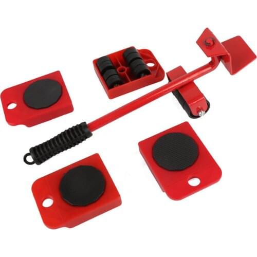 5Pcs Furniture Lifter Sliders Kit Profession Heavy Furniture Roller Move Tool Set Wheel Bar Mover Device Max Up for 100Kg/220Lbs
