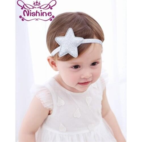 Nishine Children Girls Silver Star Headband Newborn Hairdbands Gold Star Hair Accessories Star Halo Headwear Photo Shoots
