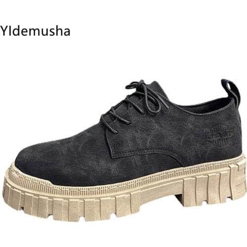 2021 New Spring Autumn Men Shoes PU Leather Flats Men Loafers High Quality Outdoor Men Sneakers Rubber Lace-up Male Casual Shoes