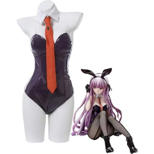 Girls Halloween Party Anime Danganronpa Kirigiri Kyouko Cosplay Costumes Bunny Girl Violet Leather Uniform Full Sets for Women