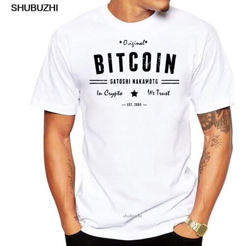 Bitcoin Original Satoshi Crypto Logo T Shirt Plus Size Print Short Sleeve T-Shirt New High Quality Cotton Men Tee Shirts sbz8155