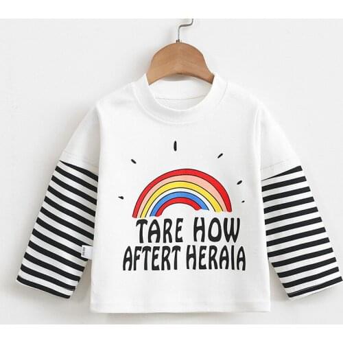Boys And Girls Autumn Long Sleeve T Shirts Children Cartoon Bottom Shirt 1-7 Years Single Piece Tops Pure Cotton