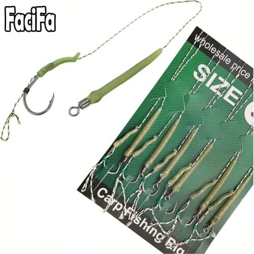 12 pcs Carp Fishing Hair Rig Ready Made Boilie Hook Carp Fishing Hair Rig Ready Tied Carp Fishing Hooks Size 2# 4# 6# 8