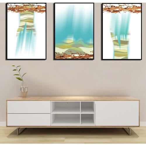 Modern Home Nordic Poster Leaf Pastoral Landscape Blue Picture Canvas Painting Living Room Bedroom Decoration