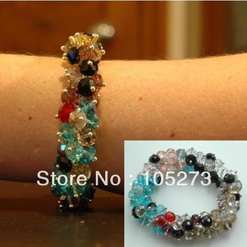 Stunning Crystal Jewelry Multicolor Crystal Beads Bracelet 6x8mm 8'' Elastic Bracelet Handmade Fashion Jewellery Free Shipping