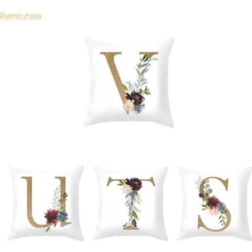Nordic Style Simple 26 English Letter Cushion Cover Flower Leaf Plant Decorative Pillow Cover For Living Room Office Chair Decor