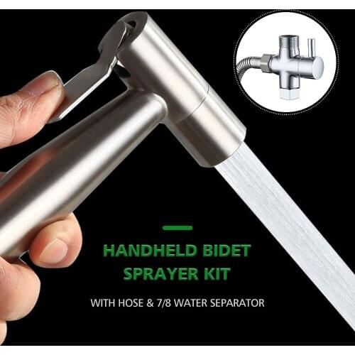 Handheld Professional Bidet Sprayer Stainless Steel Spray Gun with Hose 1/2 Separator Bracket Cleaner for Bathroom Toilet