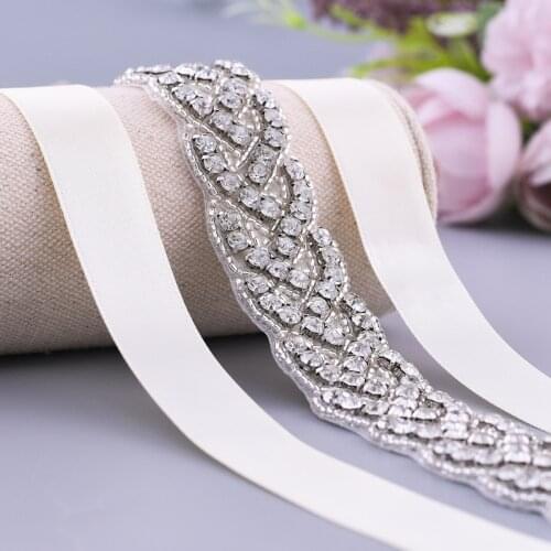 ZMS216 Womens Rhinestones Handmade Wedding Dresses Belt Marriage Bridal Ribbion Belts Fashion Brides Accessories Prom Sash
