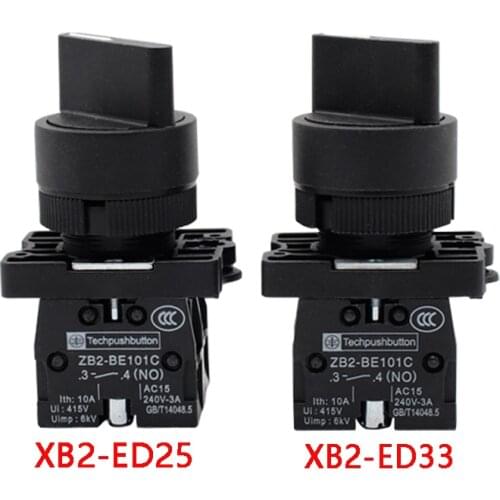 22mm XB2-ED21/XB2-ED33 2/3 Positions Latching Self-Locking Selector Push Button Switch Knob Switch 10A/600V Rotary switch