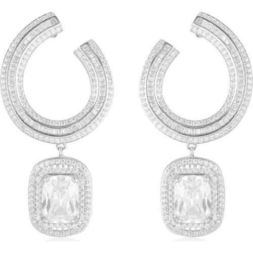 GrayBirds High Quality Earring For Women Copper With AAA Cubic Zirconia Big C Drop Earrings Fashion Wedding Jewelry MLE080