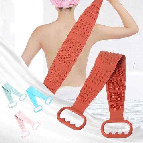 Silicone Body Brush Bath Belt Bath Shower Exfoliating Back Brush Belt Wash Clean 28'' Bath Scrub Belt Dropshipping Wholesale