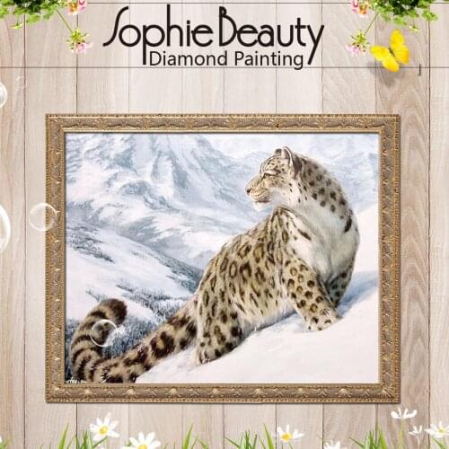 Sophie Beauty Diamond Painting Full Square Embroidery Bead Cross Stitch Home Snow Mountain Of Leopard Needlework Mosaic Kits