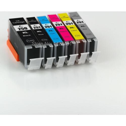 YOTAT 6pcs Compatible ink cartridge PGI-250 CLI-251 for Canon PIXMA MG6320 MG7120 iP8720 MG7520 printer