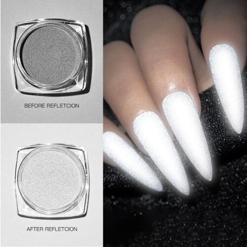 1Box Reflective Nail Glitter Powder Shiny Dust Glow In The Dark For Bar Disco Sparkling Pigment Fluorescent Nail Art Decorations