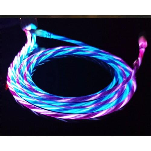CarXaa 100cm Glow Glittering Shine Lighting Cable Micro USB Type-c Data 2.4A Fast Charging Adapter for Huawei Xiaomi OPPO