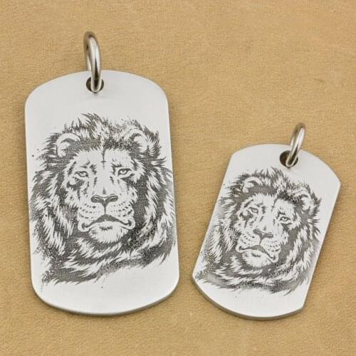 Solid 316L Stainless Steel High Detail Deep Engraved Mens Biker Rocker Punk Lion King Pendant Dog Tag 9X203 JP