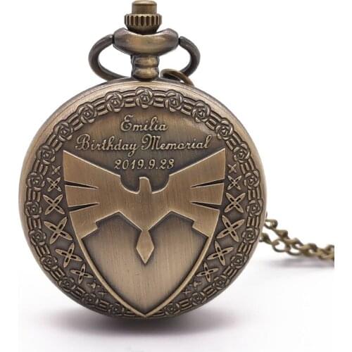 Vintage Birthday Memarial Quartz Pocket Watches mens Analog Pendant Necklace Chain Mens Womens Creative Fob Watches Gift for men