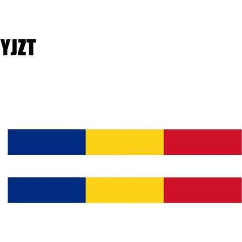 YJZT 2X 17.3CM*1.9CM Romania Flag BIke Car Sticker Motorcycle PVC Decal 6-1154