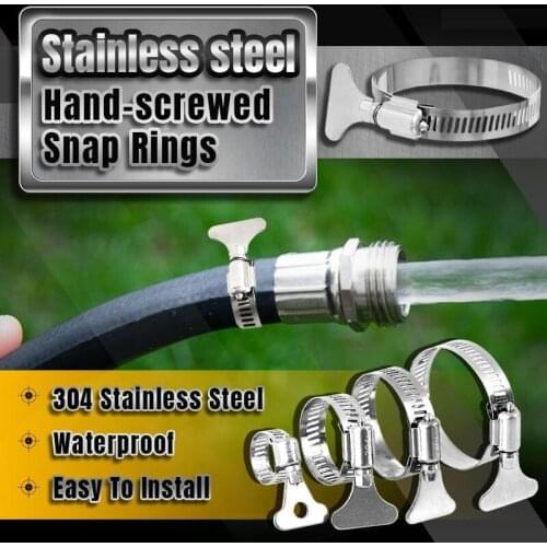Stainless Steel Handle Type Hose Fasteners Clamp Hand-screwed Snap Rings Pipe Clamps For Water Pipe Fish Tank Natural Gas Pipe